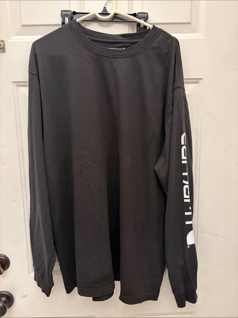 Carhartt Black Long-Sleeve Tee with White Sleeve Logo